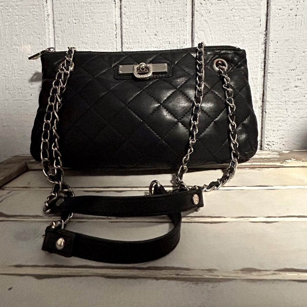 DKNY Quilted Black Leather Convertible Bag